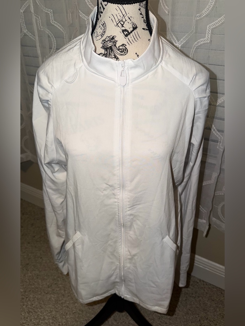 Medcouture Women's Lightweight White Zip-Front Jacket Large